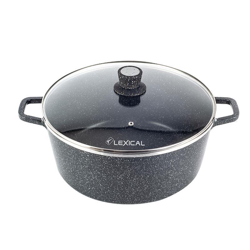 Каструля з кришкою Lexical LM-010212-1 з антипригарним покриттям 36 см Black (2_009405)