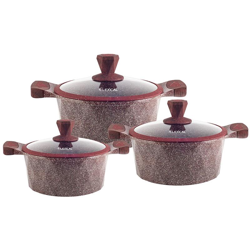 Набір каструль Lexical LG-340601-4 антипригарне гранітне покриття 3 каструлі 20/24/28см (2_009418), фото 1