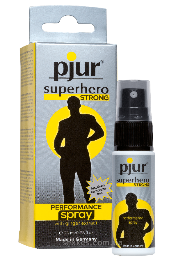 Пролонгує спрей pjur Superhero Strong Spray 20 ml, з екстрактом імбиру, вбирається в шкіру gigante.com.ua