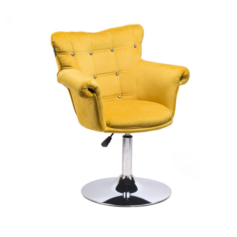 Перукарське крісло на пневматиці Hrove Form HR804CN жовтий велюр