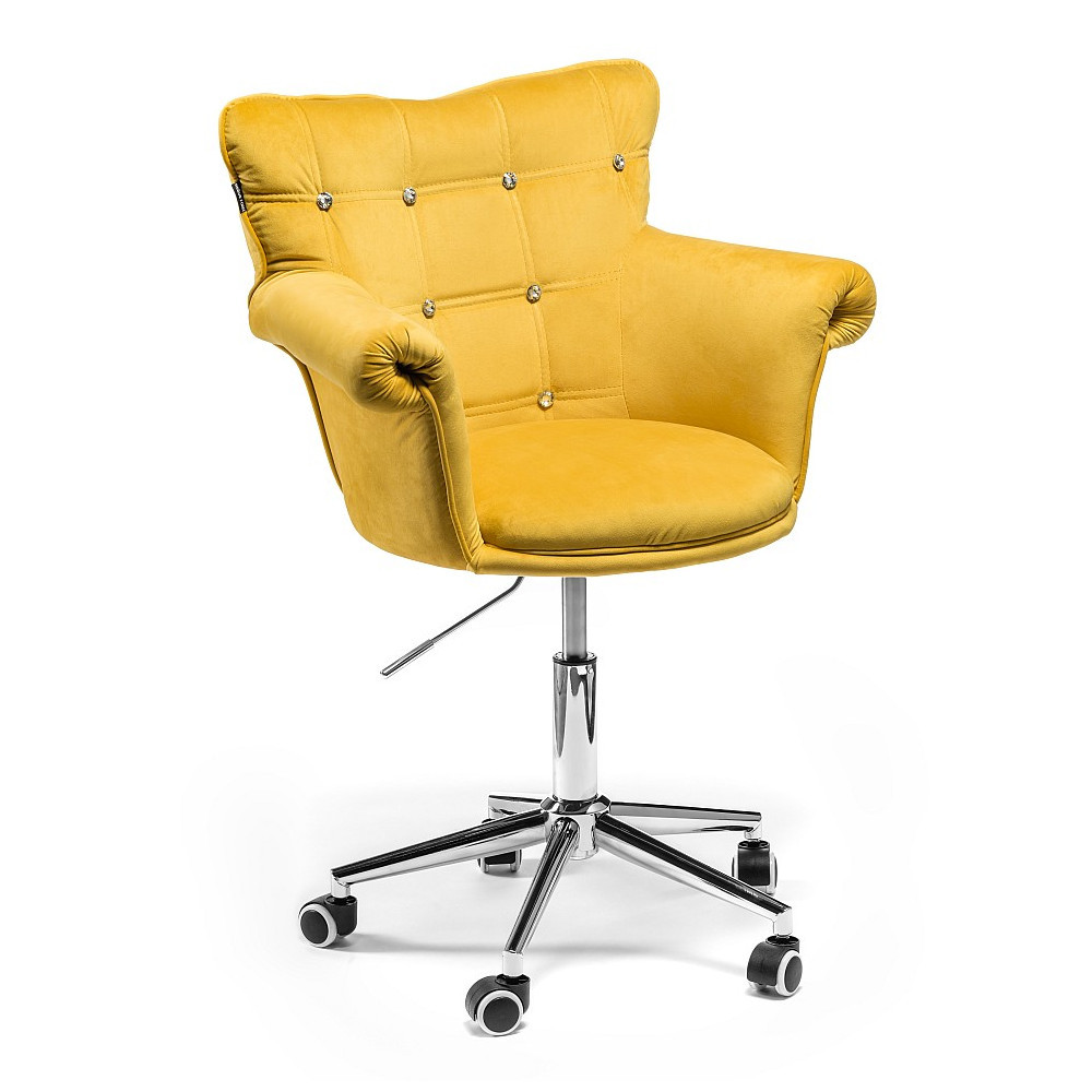 Перукарське крісло на пневматиці Hrove Form HR804CK жовтий велюр, фото 1