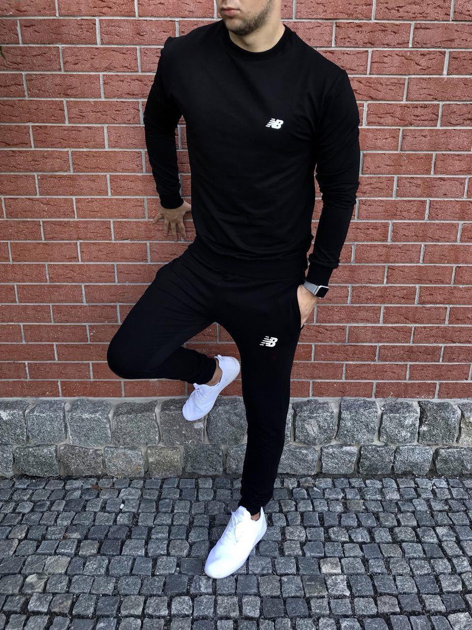 Чоловічий чорний спортивний костюм — світшот і штани Нью Беленс (New Balance)/Весна-осінь