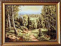 Большая картина пейзаж из янтаря «По тропинке»