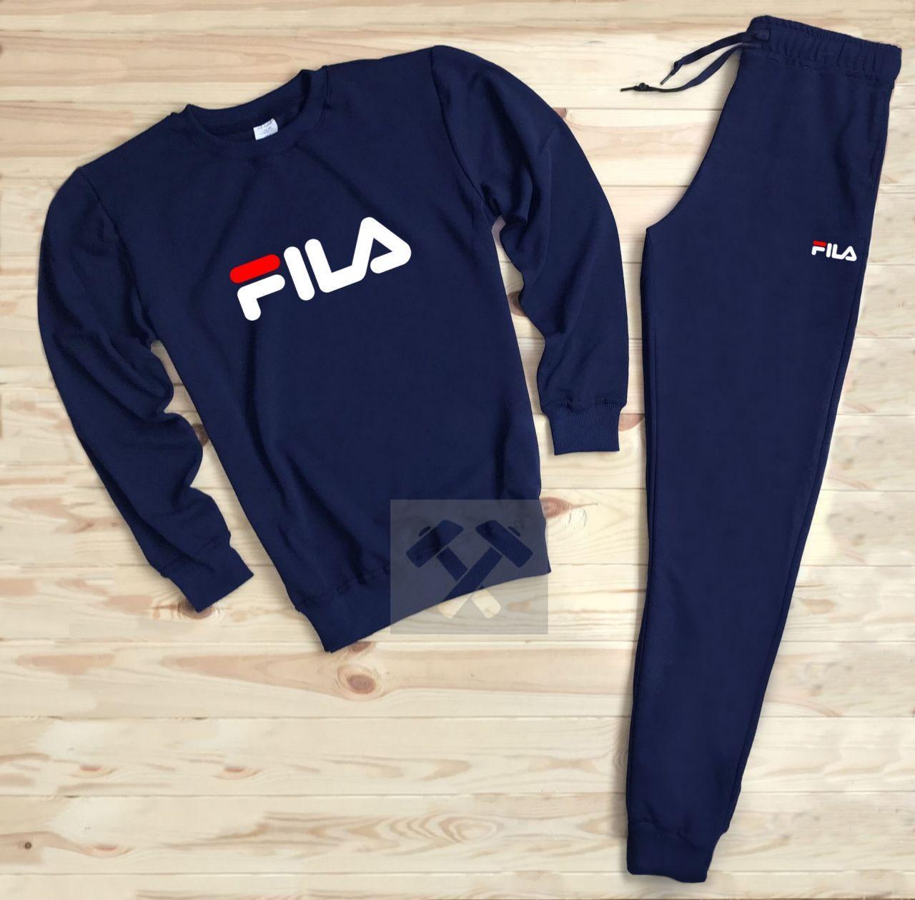 Чоловічий темно-синій спортивний костюм — світшот і штани Філа (Fila)/Весна-осінь