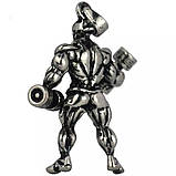 Чоловічий кулон ланцюжок Атлет гантелі прикрашання спорт-біжутерія, фото 2