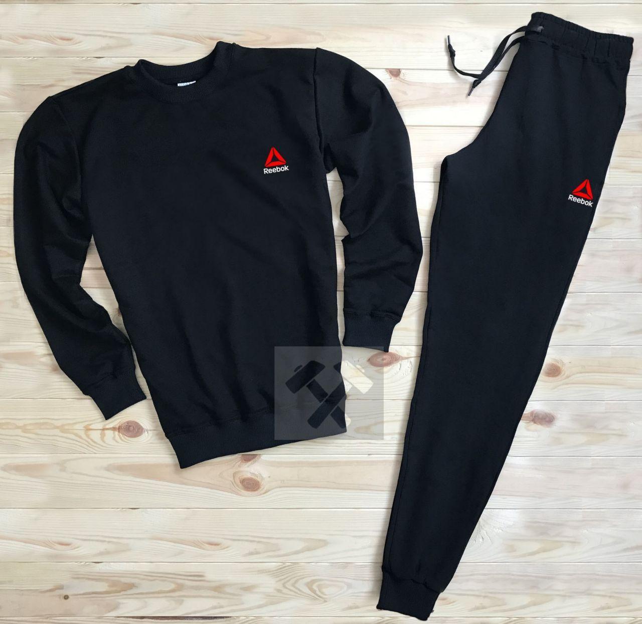 Чоловічий чорний спортивний костюм — світшот і штани Reebok (Рібок)/Весна-осінь