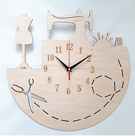Настенные деревянные тематические часы швея с логотипом с бесшумным механизмом