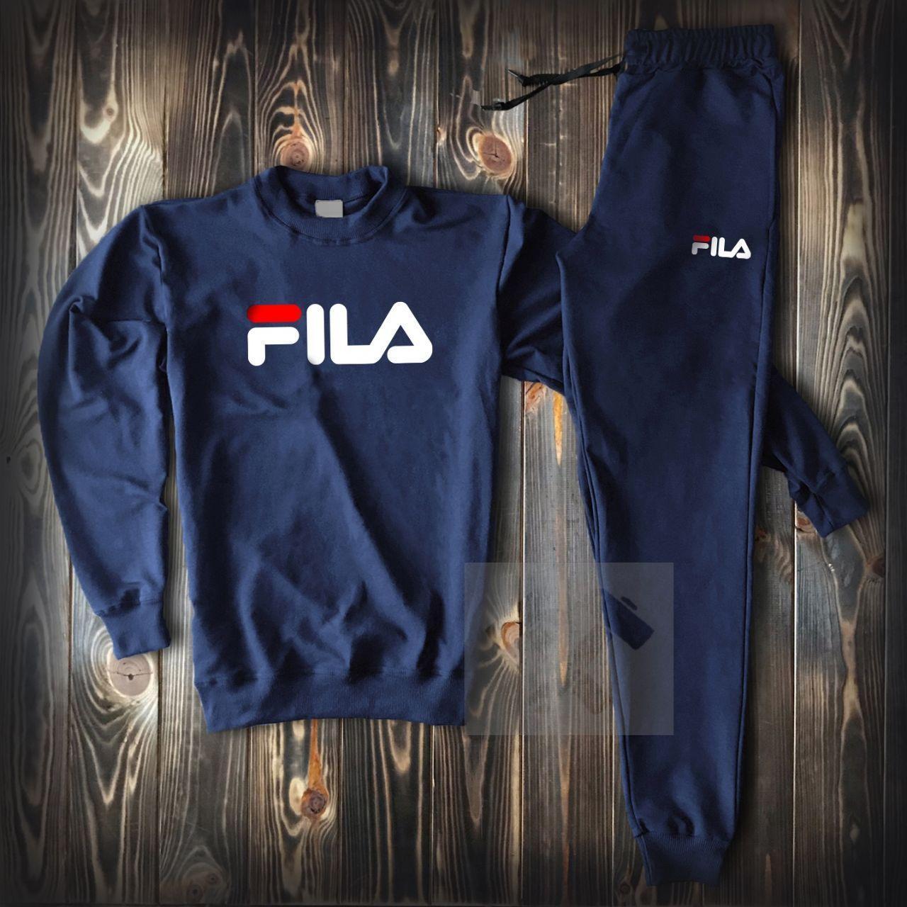 Чоловічий синій спортивний костюм — світшот і штани Філа (Fila)/Весна-осінь