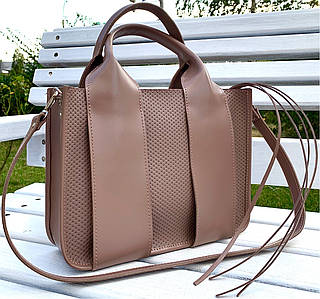 684 Натуральна шкіра Сумка жіноча кавова шкіряна бежева жіноча сумка з натуральної шкіри середнього розміру