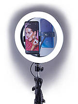 Професійна кільцева лампа D=26 см зі з'ємним дзеркалом і власником телефону, фото 3