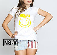 Женская белая футболка Nirvana