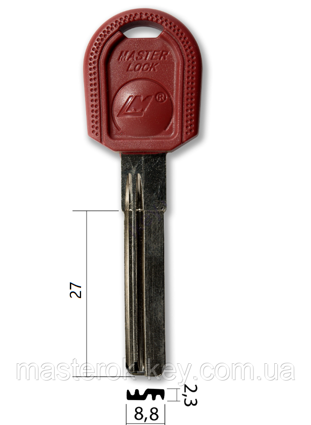 Заготівка ключа MASTER LOCK 27 мм. з пластиковою ручкою