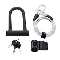 Замок велосипедний West Biking 0705031/0705032 з тросом і ключем