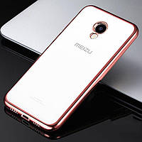 Силиконовый (TPU) чехол Deexe Glossy Border Meizu M5 - Rose Gold