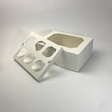 Коробка для капкейків (6 шт), 255*190*100 мм,з вікном, біла, фото 2