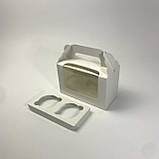 Коробка для капкейків (2 шт), 165*80*105 мм, з вікном, біла, фото 2
