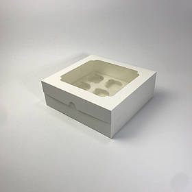 Коробка для капкейків (9 шт), 250*240*90 мм, з вікном, біла