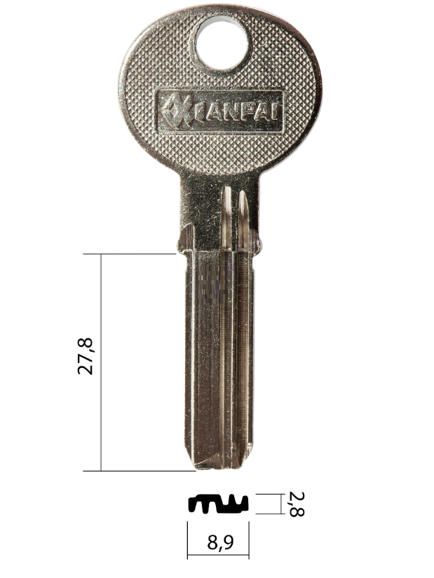 Заготівка ключа TET-60 TESSA, фото 1