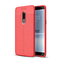 Защитный чехол Deexe Leather Cover для Meizu 15 Plus - Red