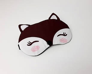Тканинна маска на очі для сну "Лисичка" (коричнева) - М'які зручні маска для сну на гумці