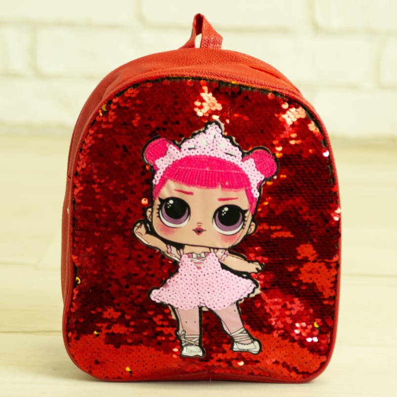 Дитячий рюкзачок ЛОЛ з паєтками - №19-41-2 Червоний, фото 1