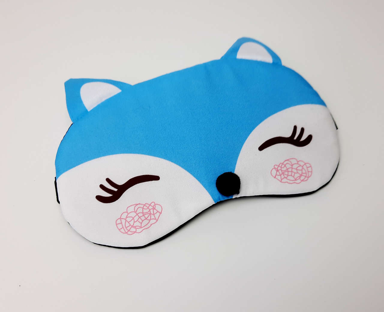Маска для сну "Лисеня" (синій) - М'які зручні маска для сну на резинці - Подарунок на день народження