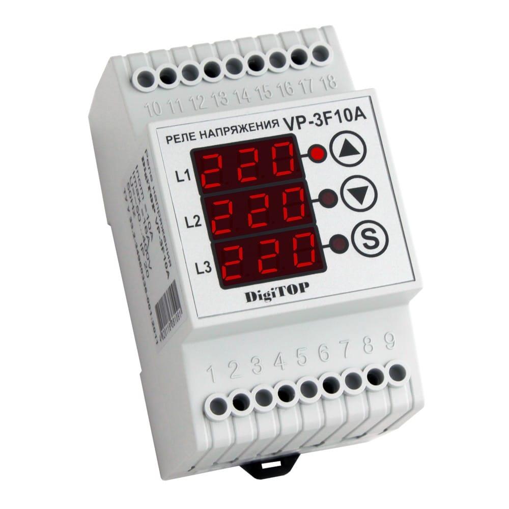 Реле напруги VP-3F10А трифазне на динрейку DigiTOP