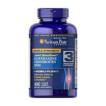Для хрящів і зв'язок Puritan's Pride Double Strength Glucosamine, Chondroitin MSM Joint Soother 480 таб, фото 2