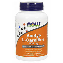 Л-карнітин NOW Acetyl L-Carnitine 500 mg 100 капс Кращий жироспалювач для жінок та чоловіків, фото 2