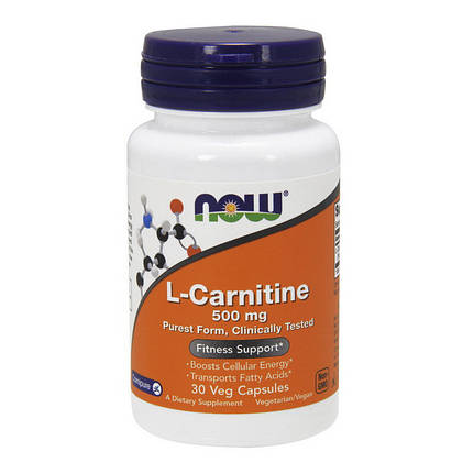 Жіросжігателя NOW L-Carnitine 500 mg purest form 30 капс, фото 1