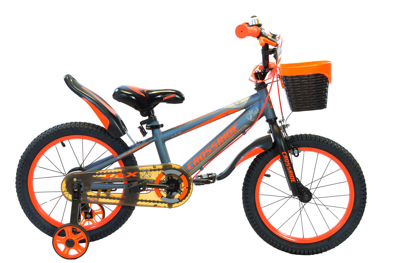 Дитячий велосипед 16" Crossride Jax сіро-помаранчовий, на зріст 100-115 см