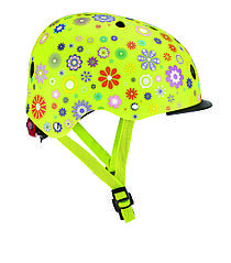 Дитячий захисний шолом Globber Квіти зелений з ліхтариком 48-53см (XS/S) 507-106