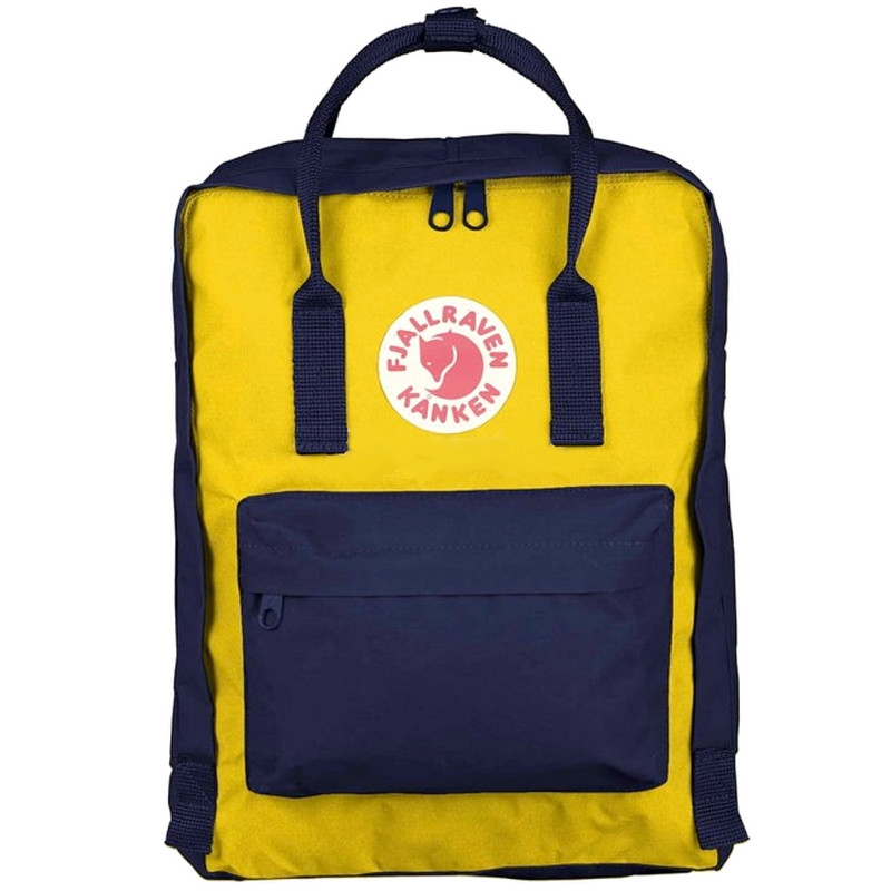 Рюкзак Fjallraven Kanken Classic на стиле, темно-синий с желтым 16 литров (Полиэстер) - фото 1 - id-p1226195699