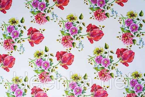 Клейонка на стіл ламінована на тканинній основі з квітковим малюнком, фото 2