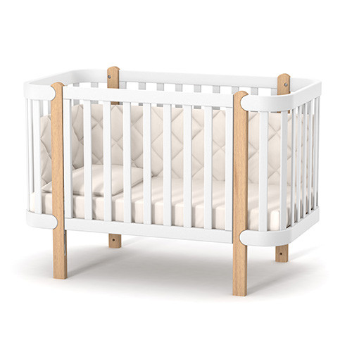 Ліжечко Верес ЛД5 Монако без коліс без ящика 05.3.1.211.15, біло/ буковий, білий/беж, фото 1