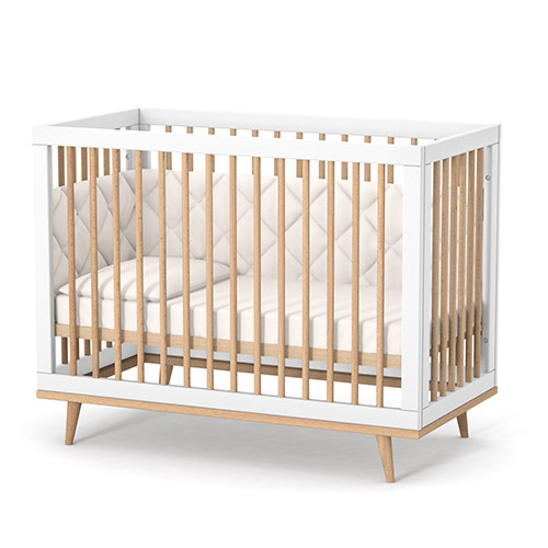 Ліжечко Верес ЛД2 Нью-Йорк без коліс, на ніжках 2.1.33.15, біло/ буковий, білий/беж, фото 1