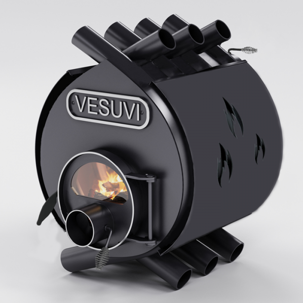 Піч опалювальна булер'ян «Vesuvi» classic «01»+скло та захисний кожух (перфорація), фото 1