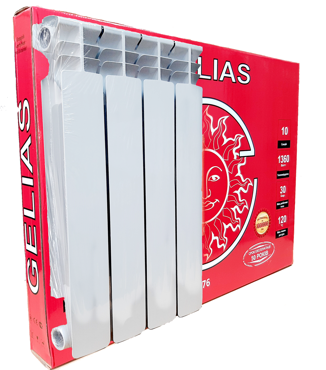 Радіатор біметалічний GELIAS 565*76 AL+ST, фото 1