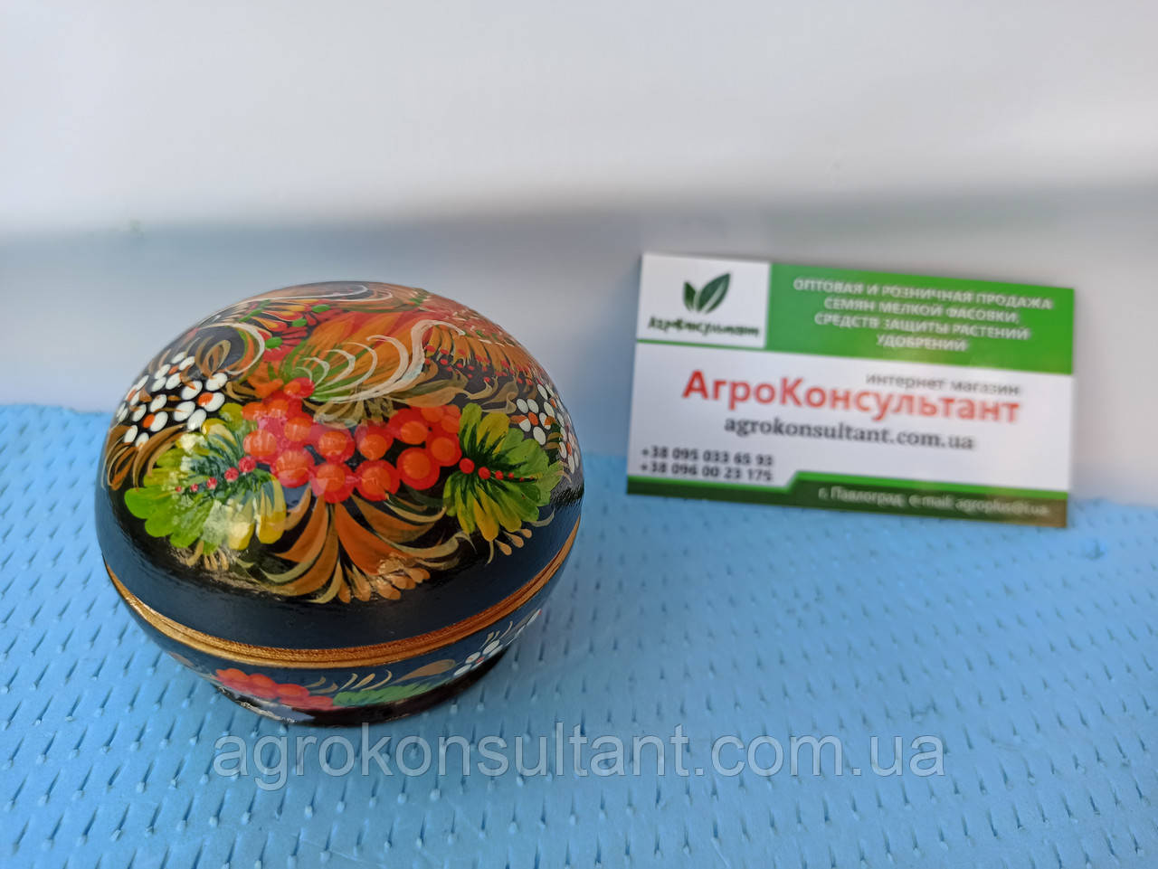Шкатулка чорна кругла (диаметр 7 см) - Петриковська розпис\Round black casket - Petrikov painting