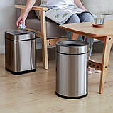 Відро для сміття JAH 10 л кругле срібний металік без кришки з внутрішнім відром, фото 7