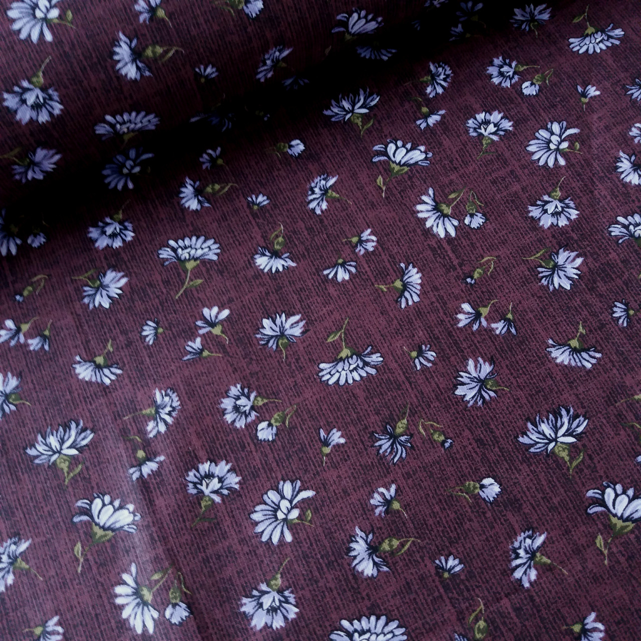 Ситець із ромашками на коричневому, ш. 95 см, фото 1