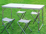 Стіл для пікніка Folding Table з 4 стільцями туристичний складаний у валізі, фото 4