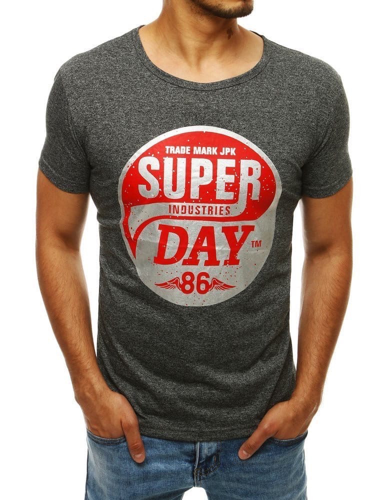 Футболка чоловіча з коротким рукавом, повсякденна сіра Super Day 86