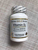 Витамин Д3 California Gold Nutrition Vitamin D3 2000IU 90softgels