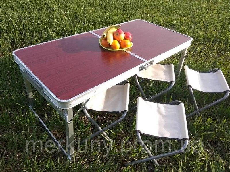Стіл для пікніка Folding Table з 4 стільцями туристичний складаний у валізі