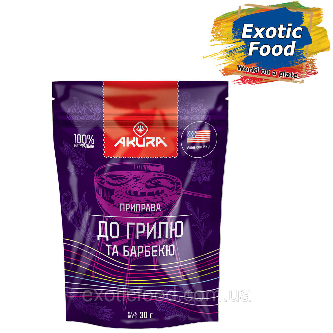 Приправа до грилю та барбекю ТМ "AKURA", 30г