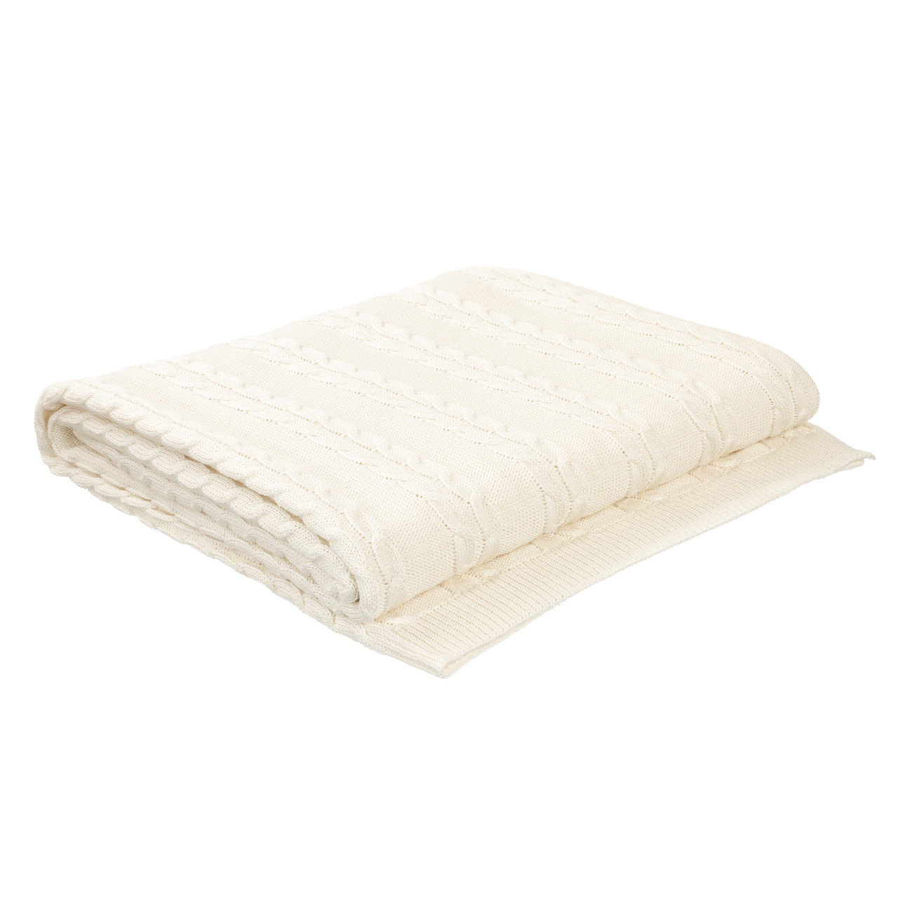 Плед в'язаний Ohaina коси 170x160 Warm White