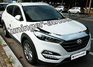 Дефлектор капота хромований (мухобійка) Hyundai Tucson 2015- (Autoclover D971)