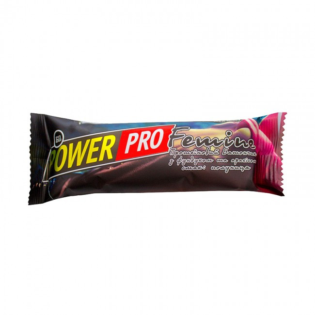 Батончик Power Pro Femine Bar з фундуком та арахісом 60 г полуниці