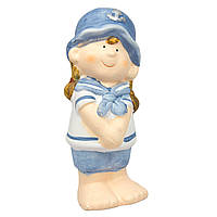 Садова фігурка дівчинка, 11,5х5х5,4 см, блакитний, кераміка (820221-1)